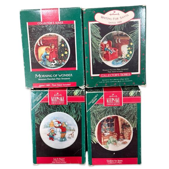 Porcelain Plate Retired Hallmark Keepsake 5 Christmas Ornaments 1987-1991 MINT - Picture 2 of 13